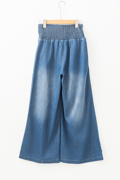 Smocked Waist Wide Leg Jeans | Ashleigh Blue