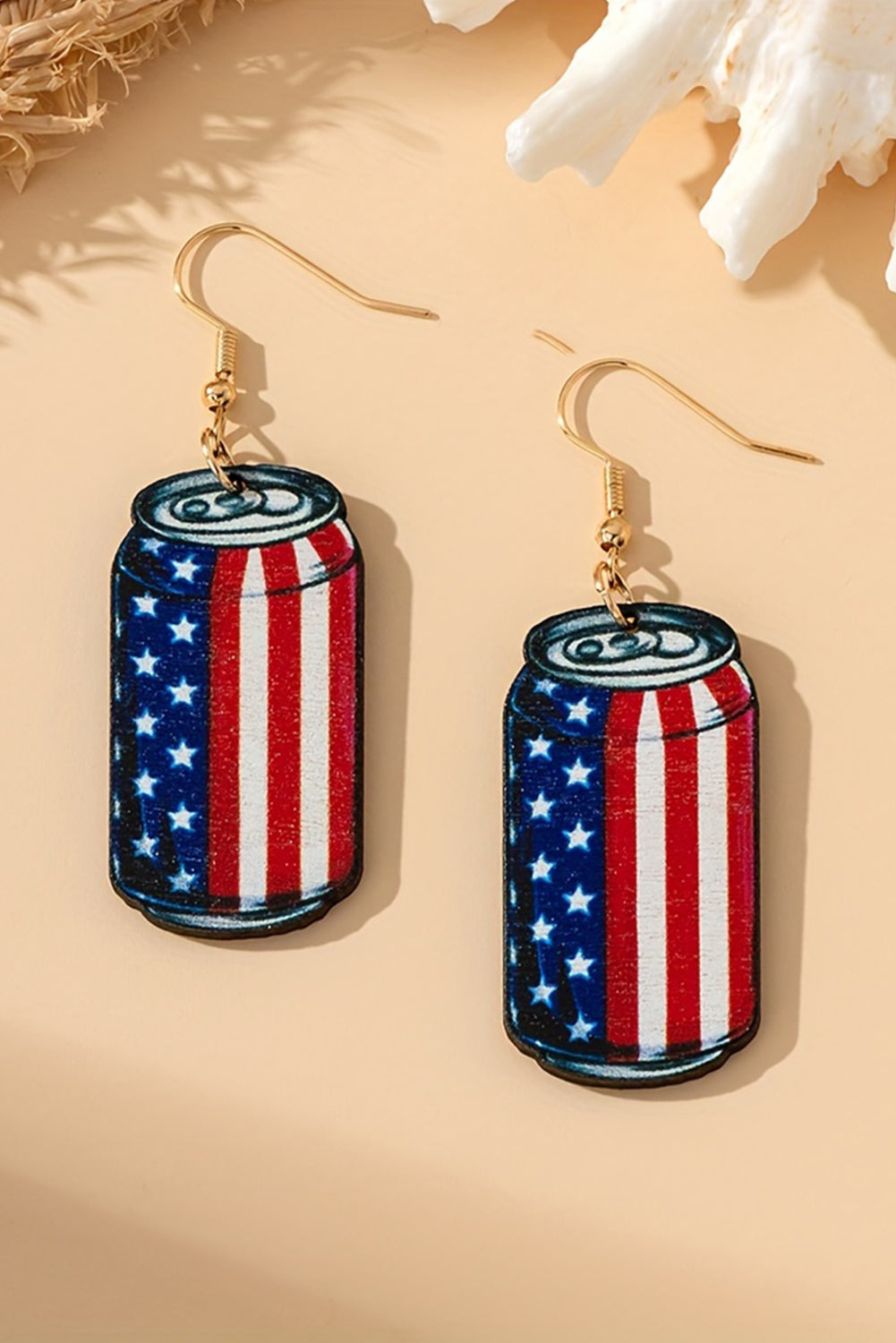 Flag Drink Can Pendant Hook Earrings | Fiery Red