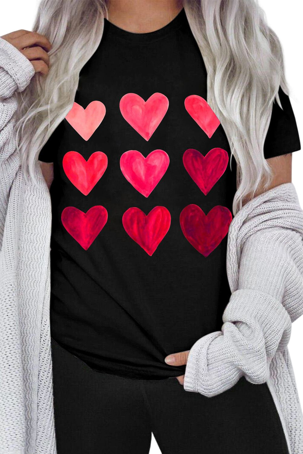 Valentine'S Day Heart Graphic Tee | Black