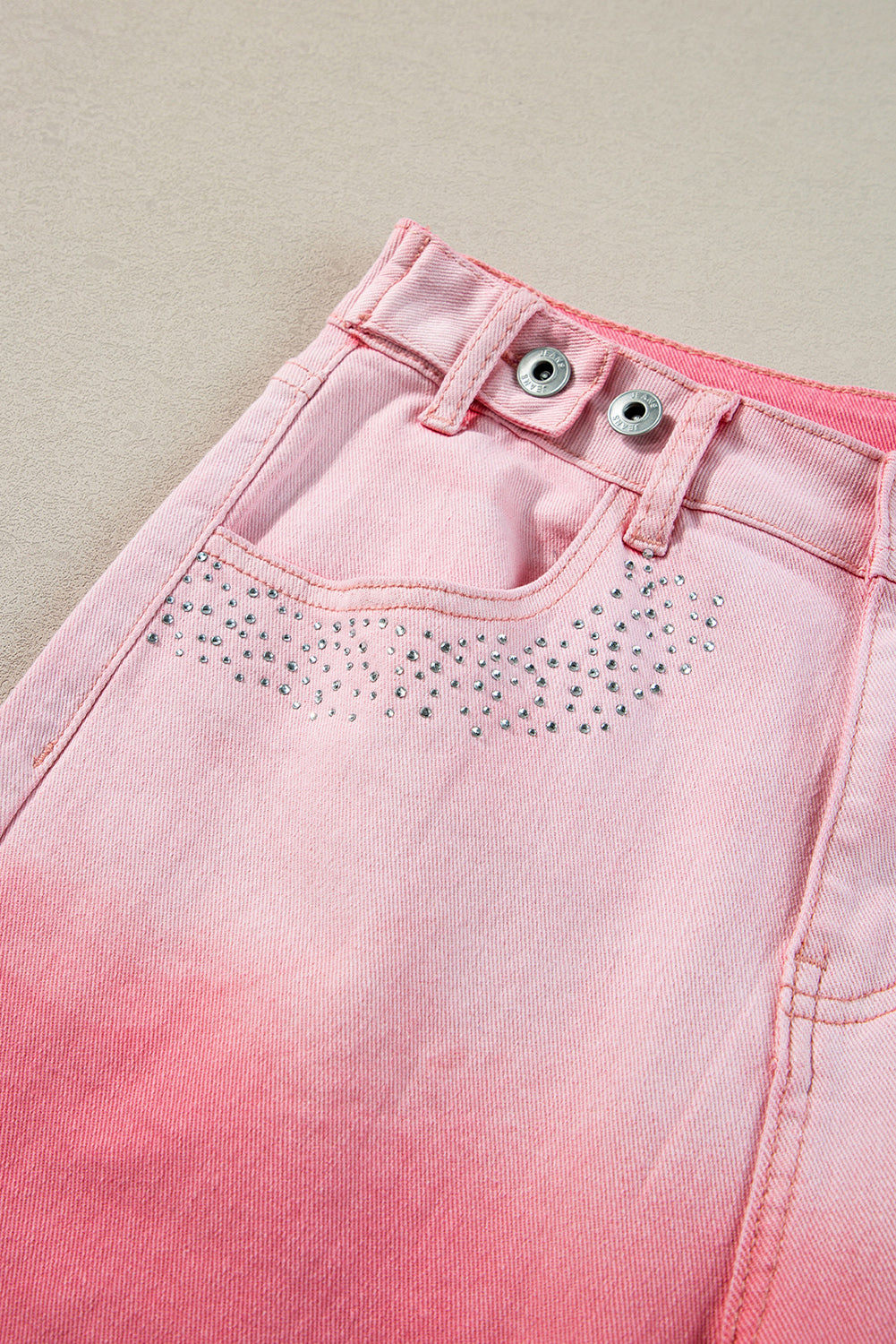 Scattering Rhinestone Gradient Denim Pants | Pink