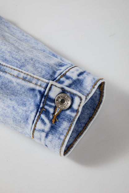 Vintage Washed Flap Pockets Denim Jacket | Beau Blue