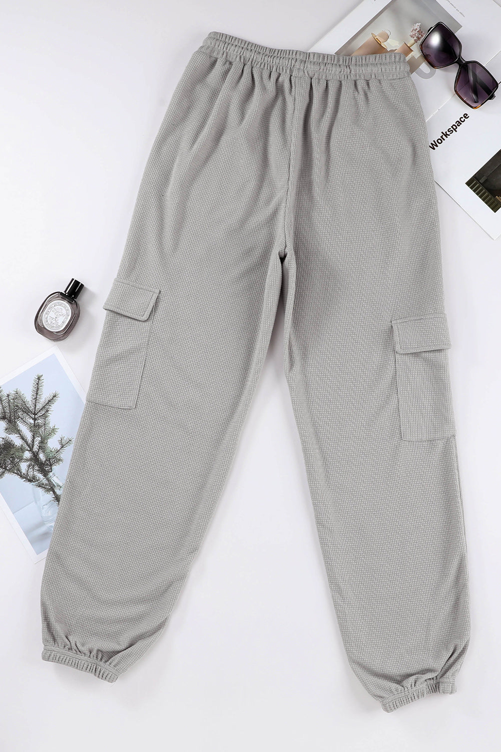 Waffle Texture Cargo Pocket Jogger Pants | Gray