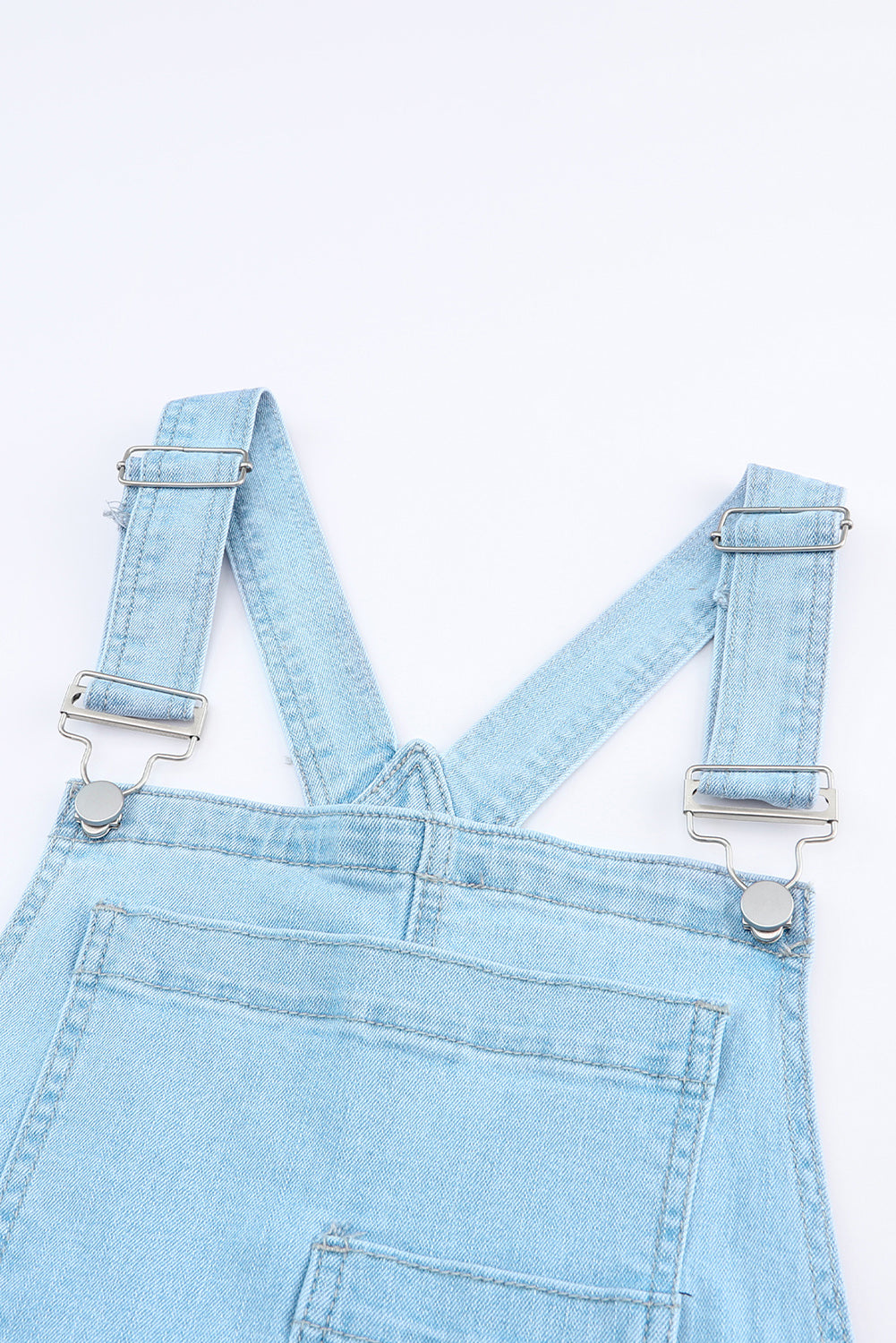 Constructed Bib Pocket Distressed Denim Overalls | Sky Blue