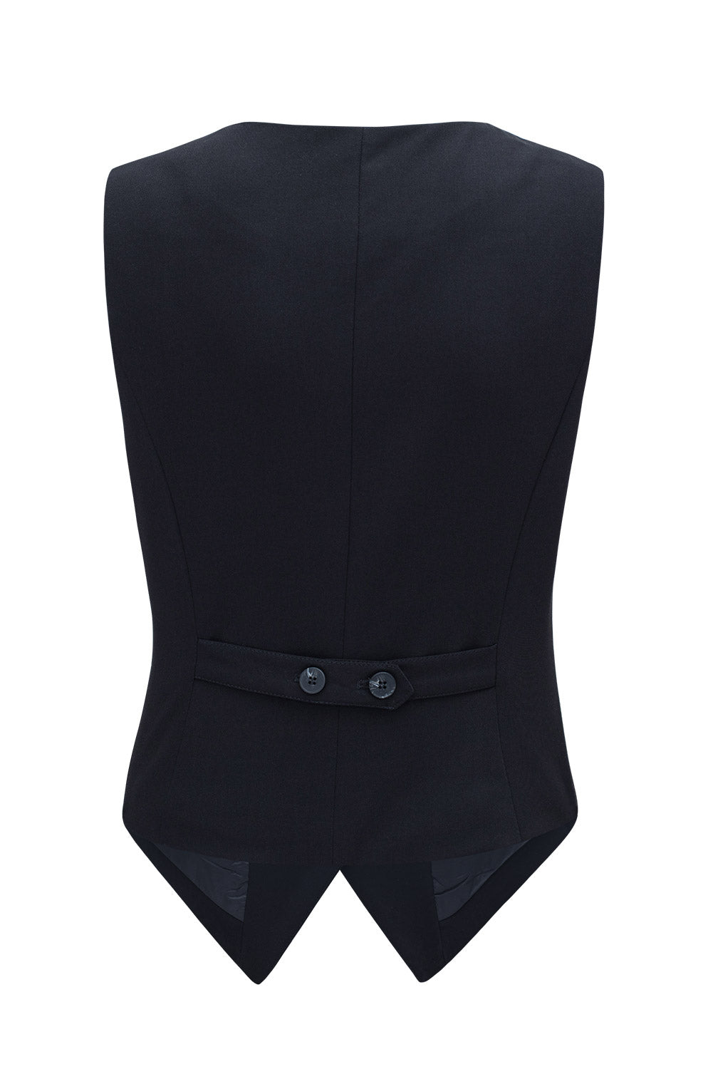 Solid Colour Button Up V Neck Suit Vest | Black