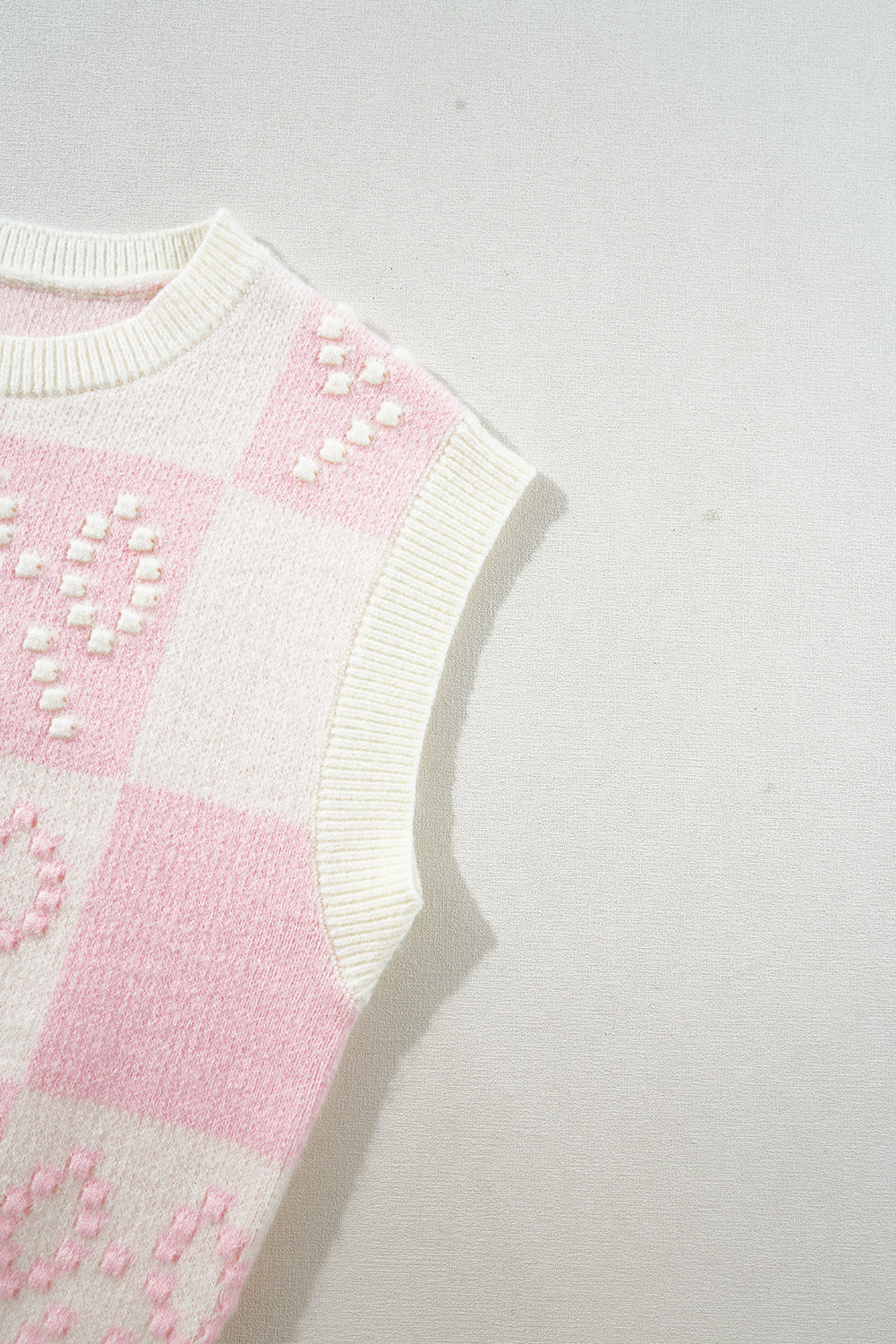 Preppy Bow Detail Checkered Sweater Vest | Pink