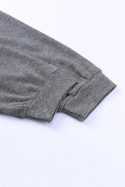 Waffle Knit Side Slit Pullover Top | Gray