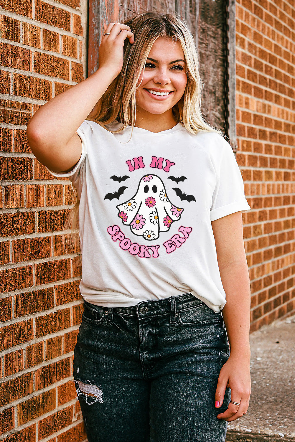 In My Spooky Era Halloween Ghost Graphic Tee | White