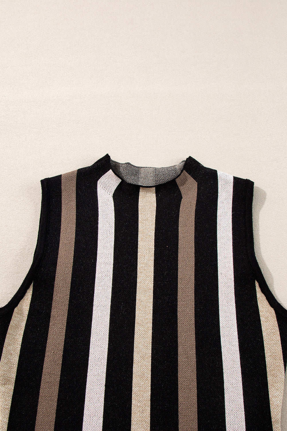 Slim Fit O Neck Sweater Vest | Black Stripe