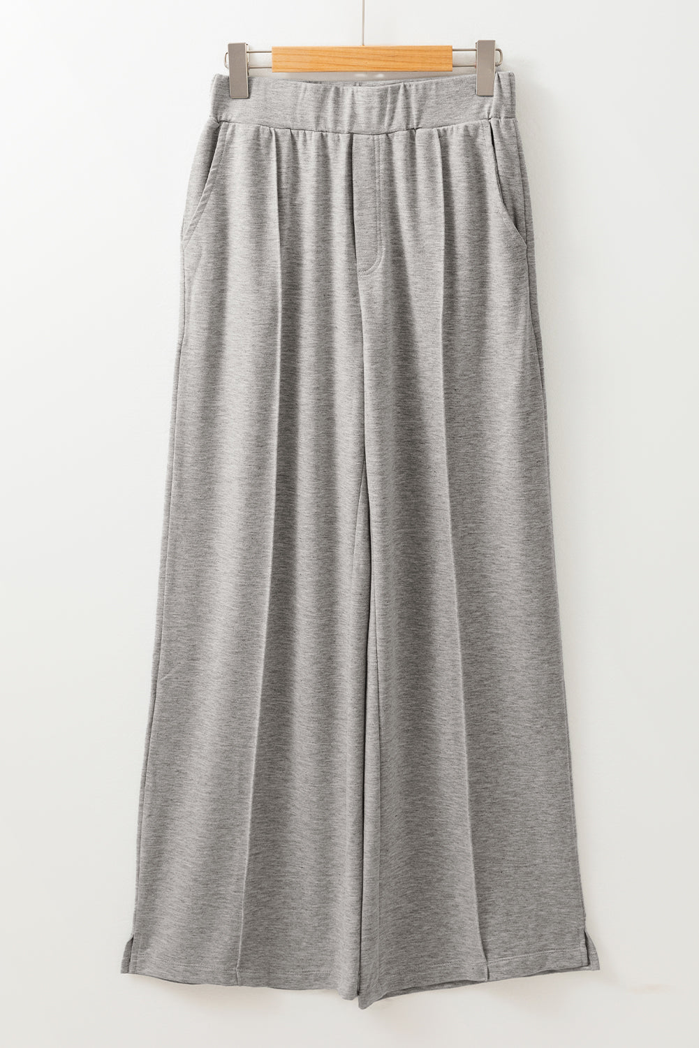 Central Seam Wide Leg High Waist Knit Casual Pants | Medium Grey