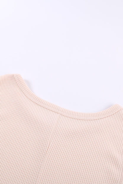 Crew Neck Waffle Tank Top | Apricot