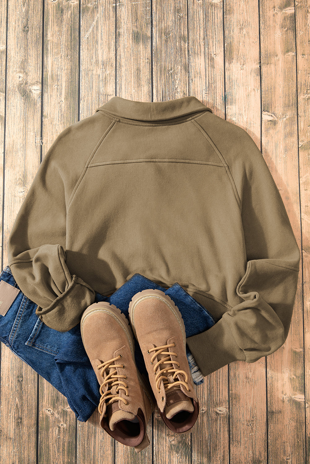 Fleece Lined Zip Up Stand Collar Thumbhole Sleeve Sweatshirt | Elmwood