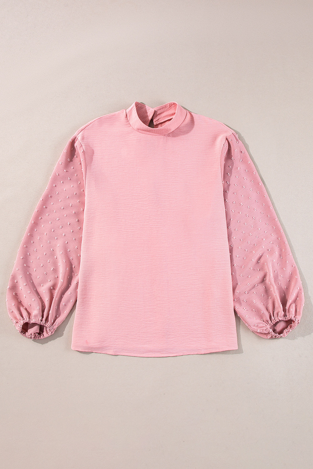 Swiss Dot Balloon Sleeve Loose Blouse | Gossamer Pink