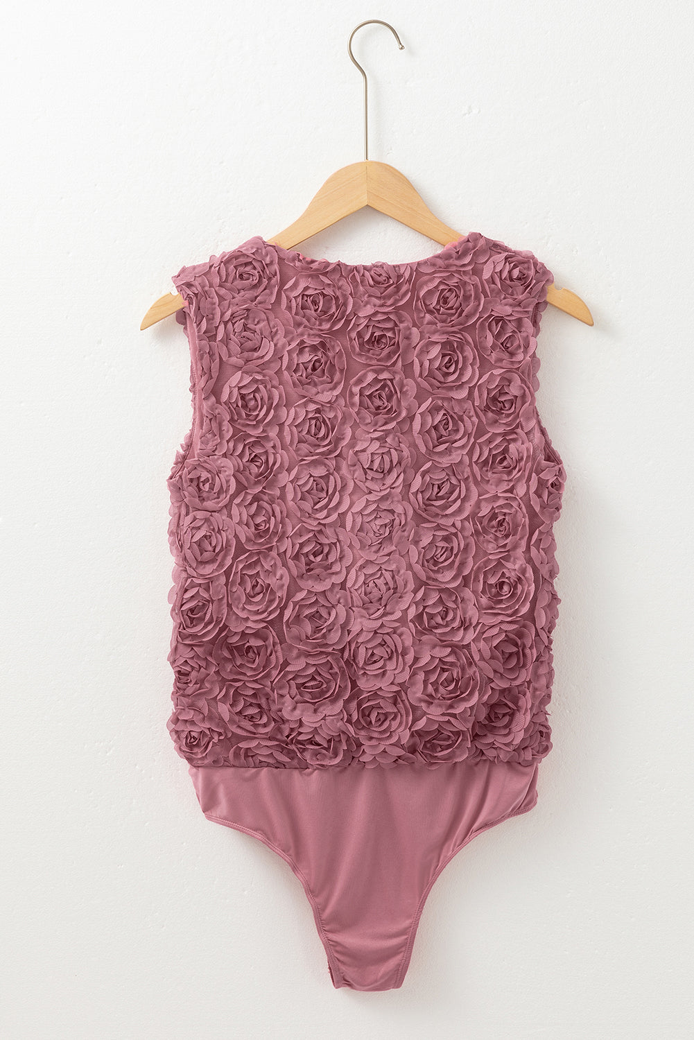 Floral Textured V Neck Wrapped Sleeveless Bodysuit | Heather