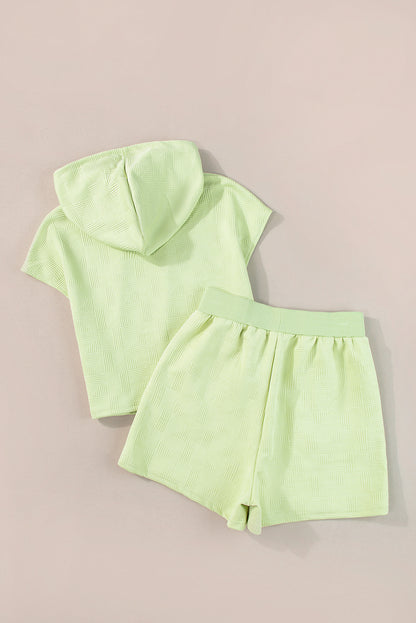 Textured Cropped Hoodie And Shorts Set | Meadow Mist Green