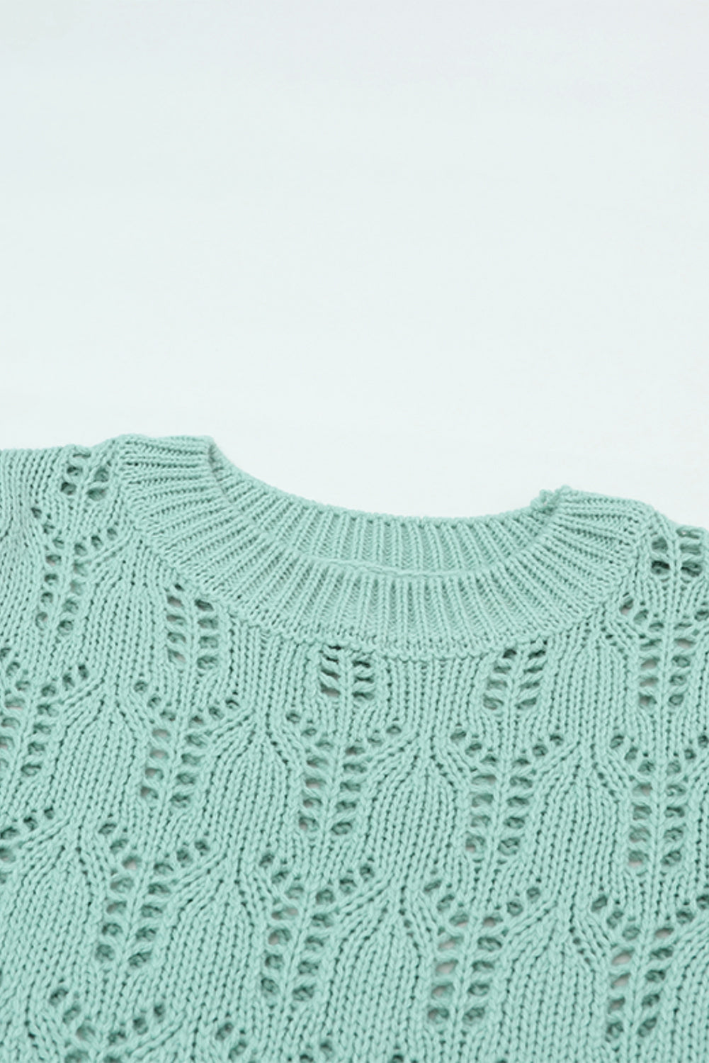 Sheer Knitted Pointelle Sweater | Green