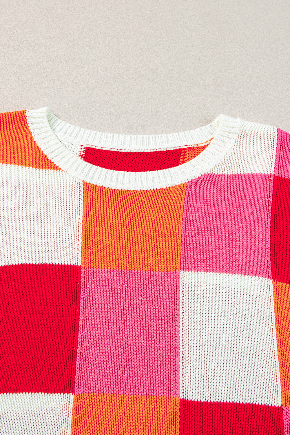 Colour Block Cap Sleeve Sweater | Fiery Red