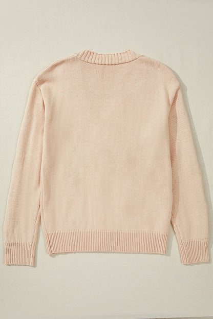 Open Knit Drop Shoulder Sweater Cardigan | Beige