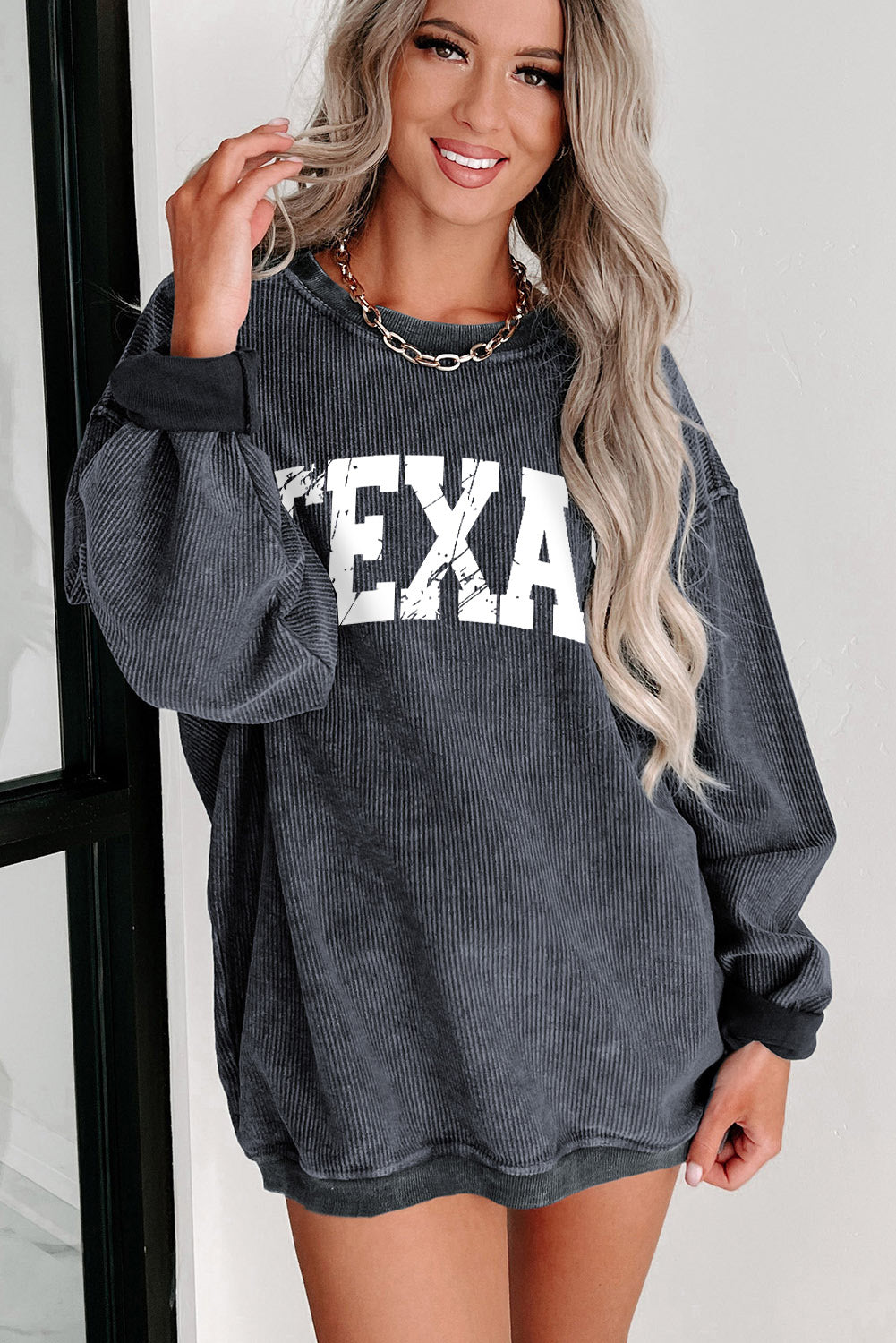 Texas Graphic Corded Pullover Sweatshirt | Gray