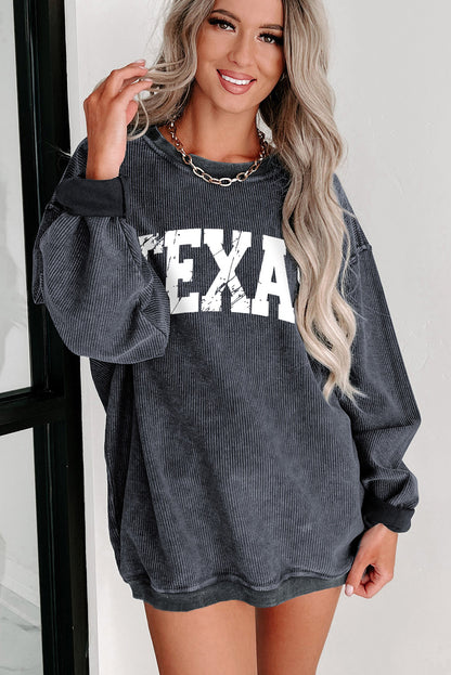 Texas Graphic Corded Pullover Sweatshirt | Gray