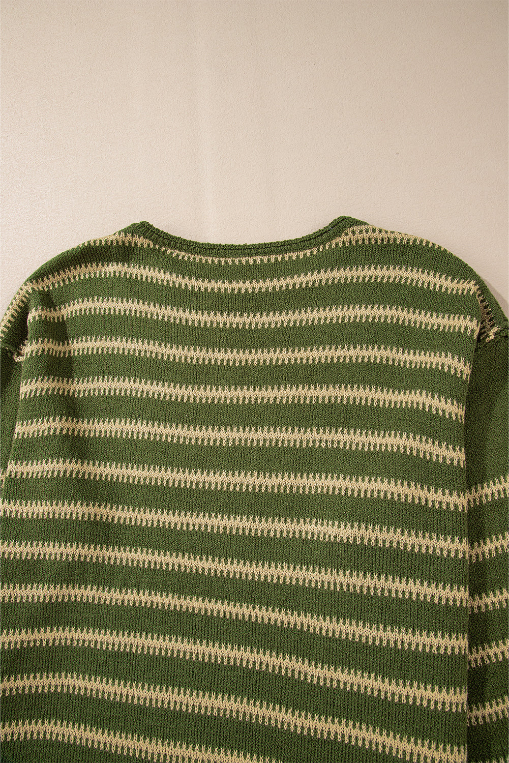 Drop Shoulder Casual Sweater | Green Stripe