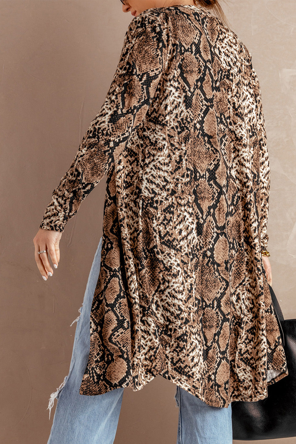 Snake Print Long Cardigan | Multicolour