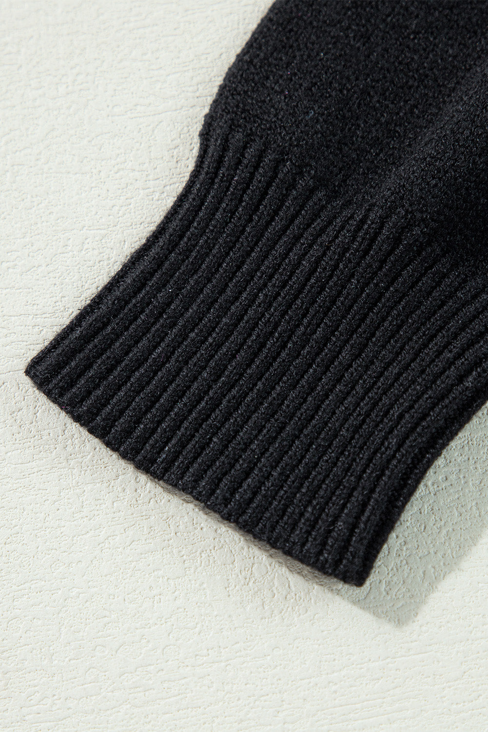 Boo Knitted Pattern Ribbed Edge Drop Shoulder Sweater | Black