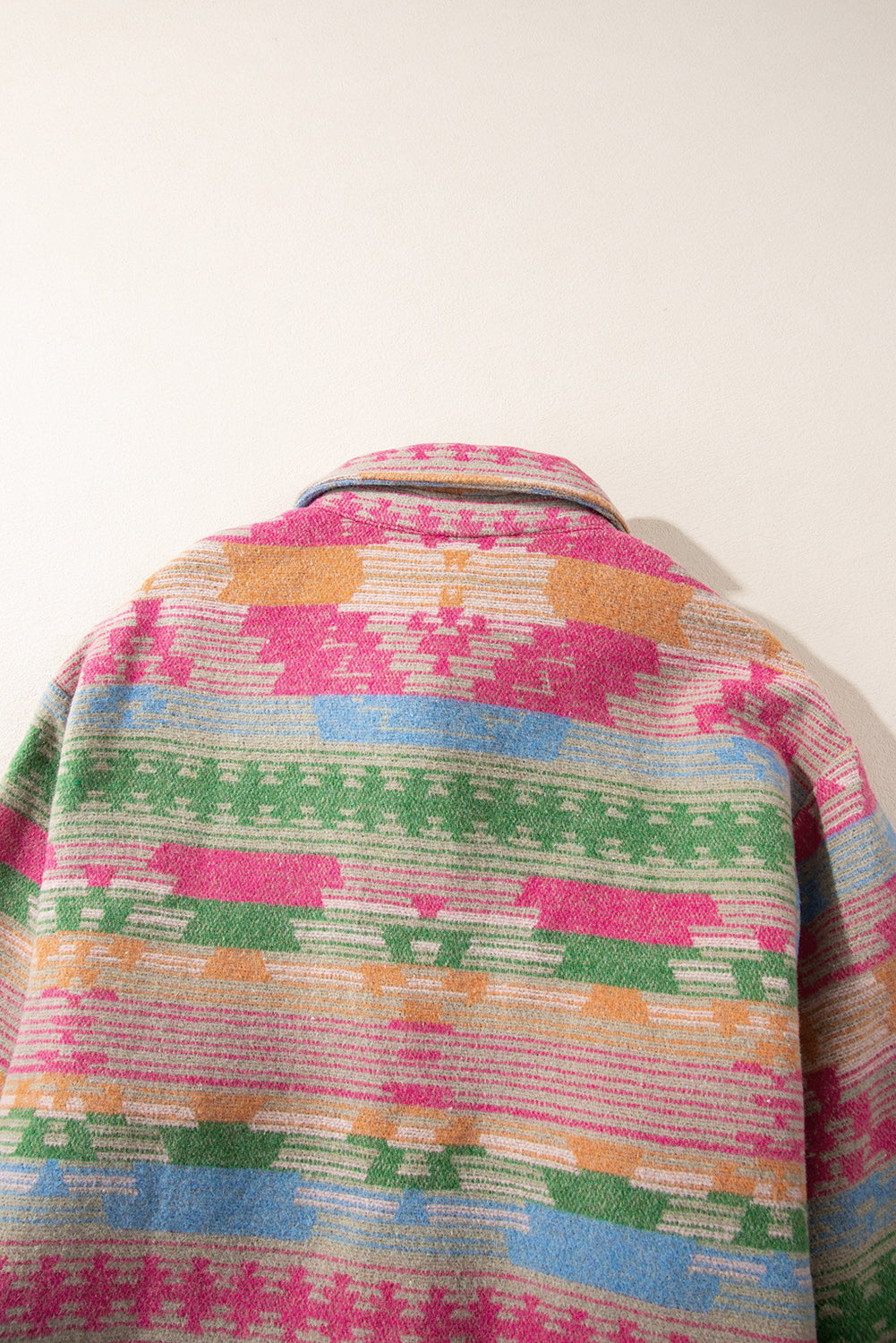 Plus Size Aztec Printed Flap Pocket Shacket | Pink