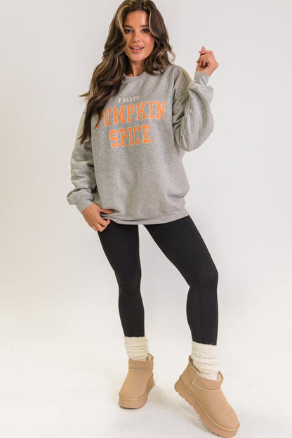 I Hate Pumpkin Spice Printed Pullover Sweatshirt | Gray