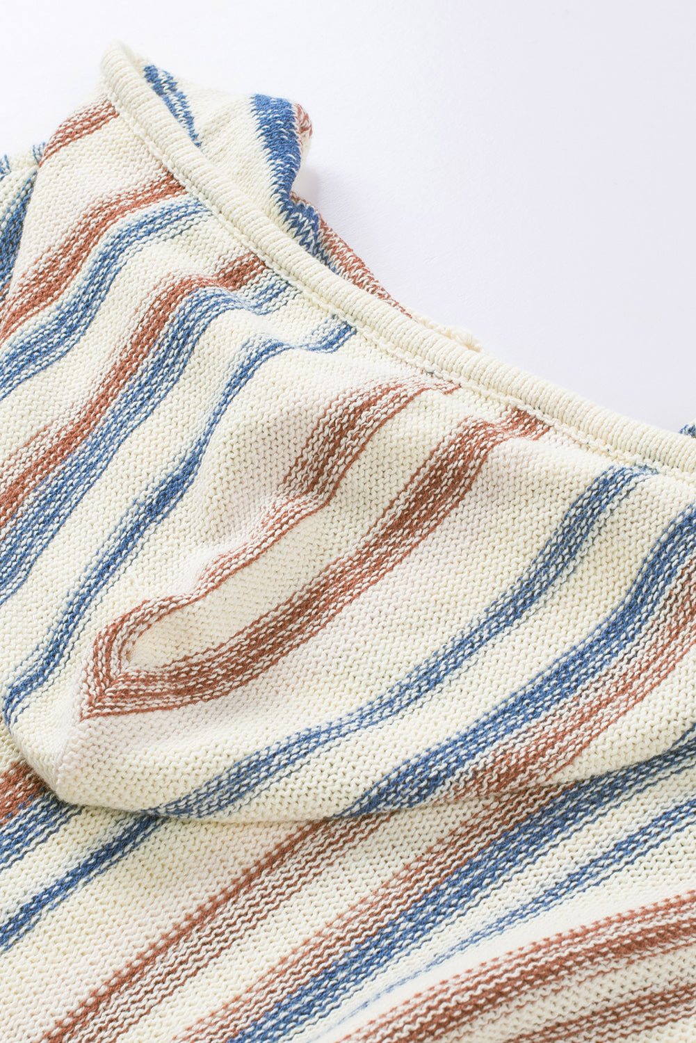 Striped Knit Kangaroo Pocket Hooded Sweater | Multicolour