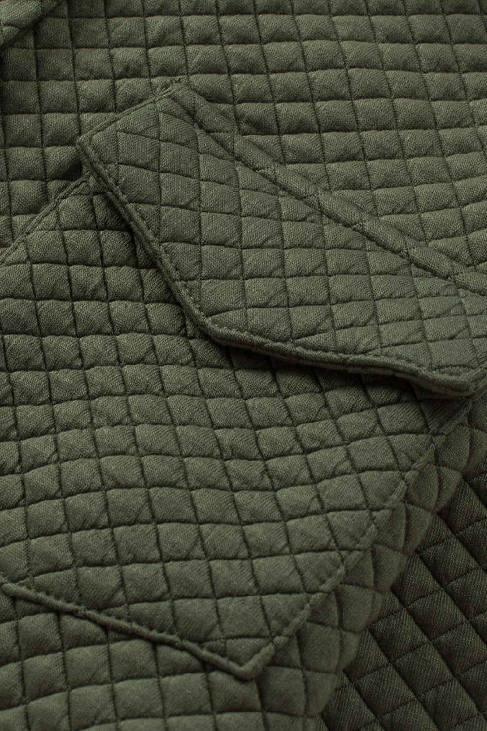 Retro Quilted Flap Pocket Button Shacket | Green