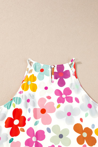 Cute Floral Print Vest | White