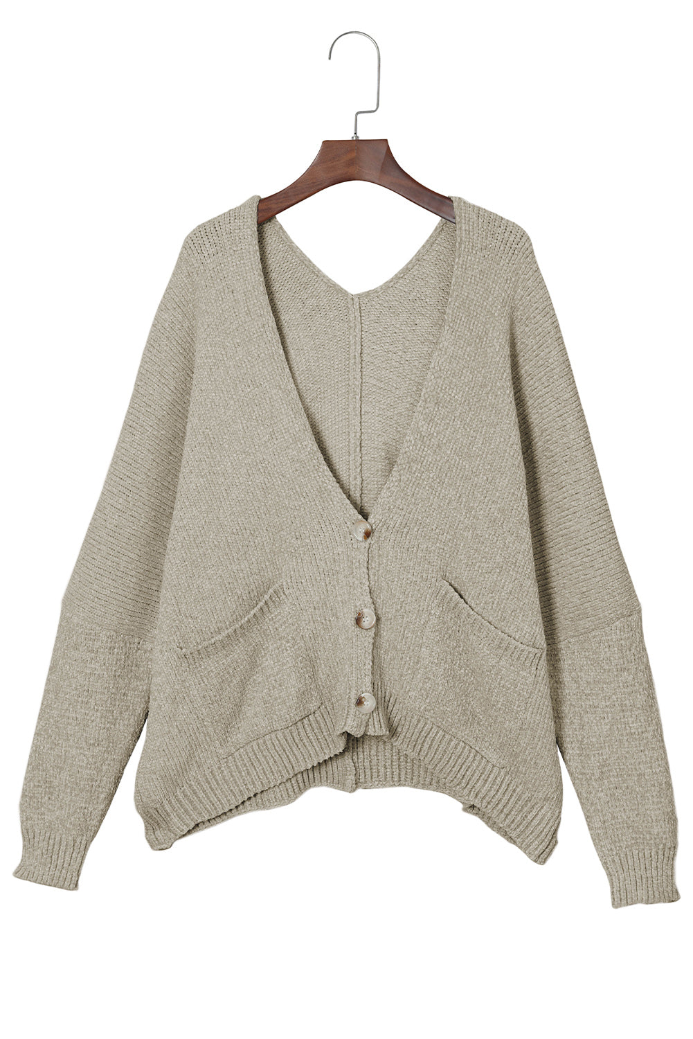 Buttons Front Pocketed Sweater Cardigan | Gray