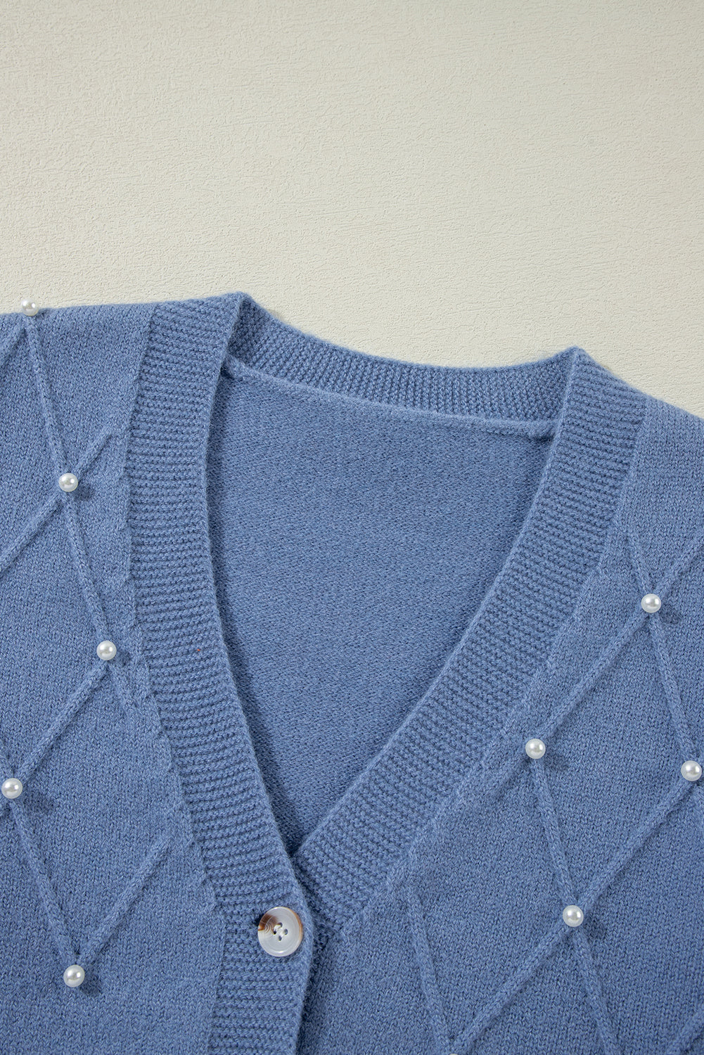 Textured Knit Pearl Beaded Button Up Cardigan | Myosotis