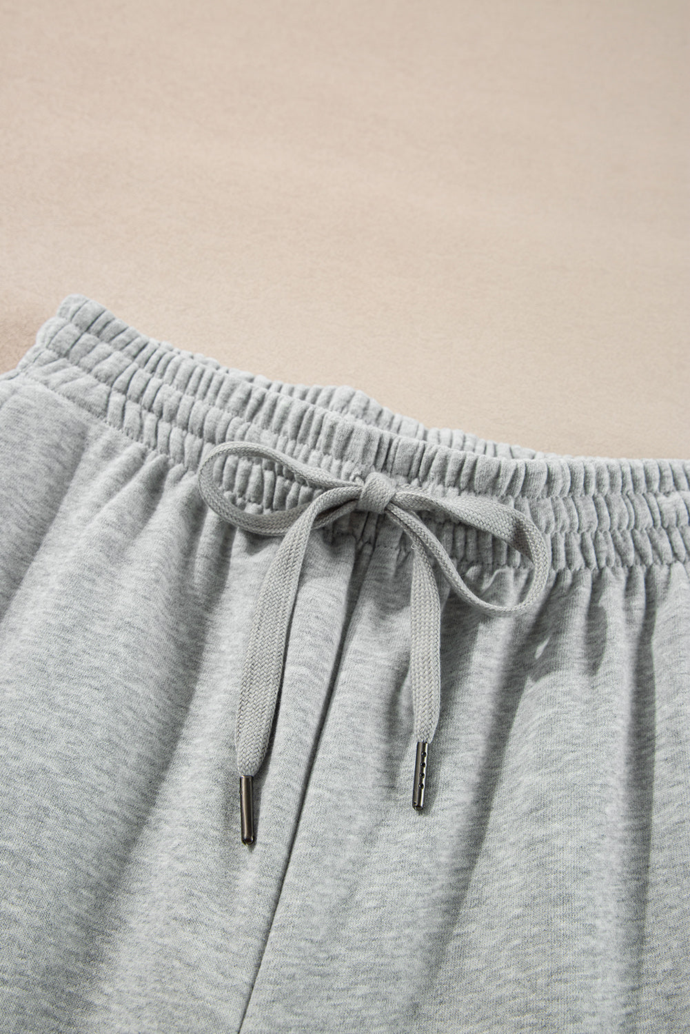 Solid Colour Fleece Lined Drawstring Waist Joggers | Light Grey