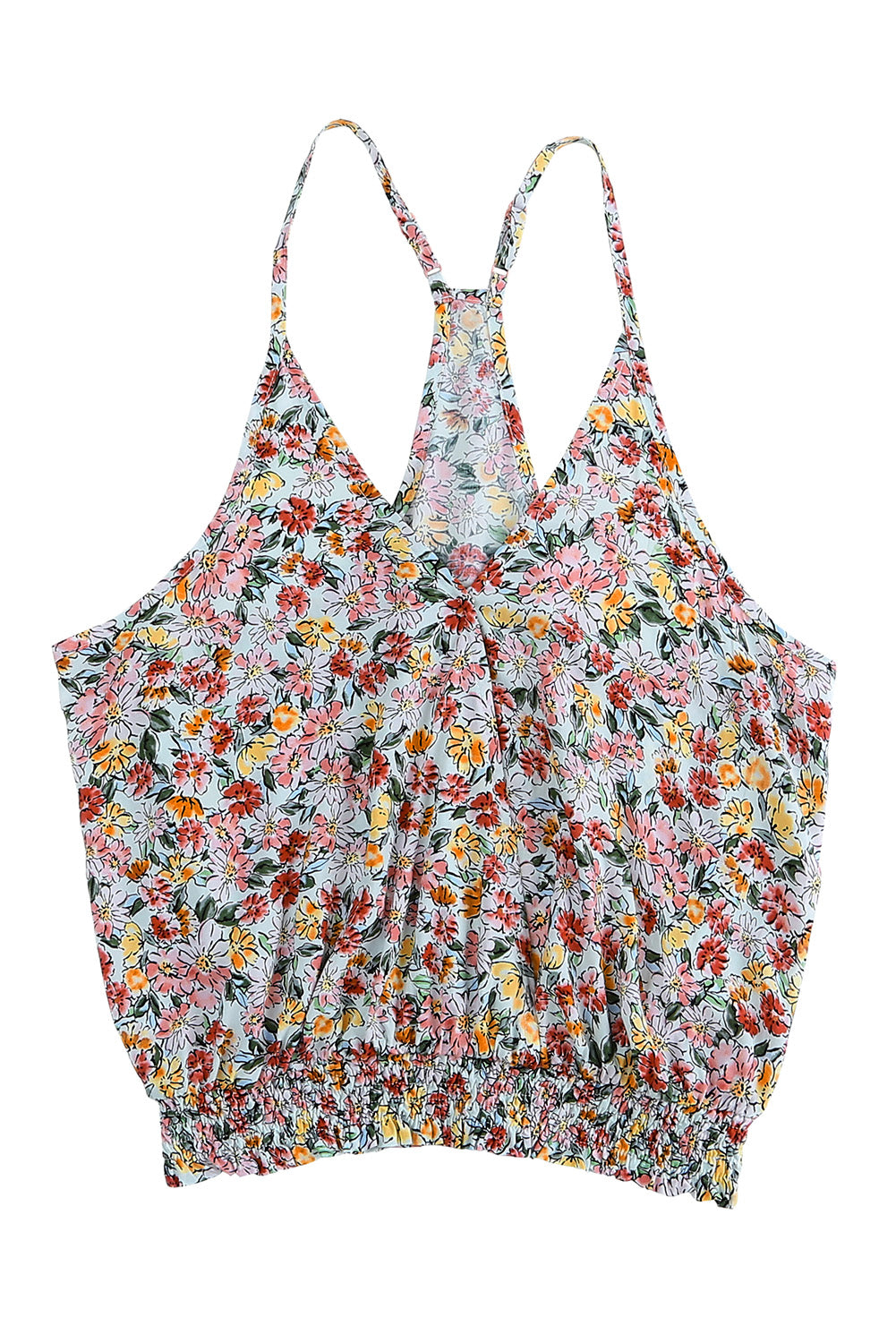 Wrapped V Neck Floral Tank Crop Top | Multicolour