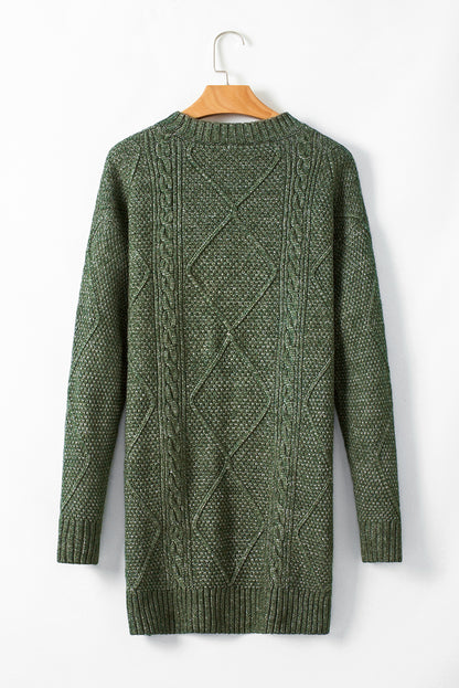 Cable Knit Drop Shoulder Loose Fit Sweater Dress | Mist Green