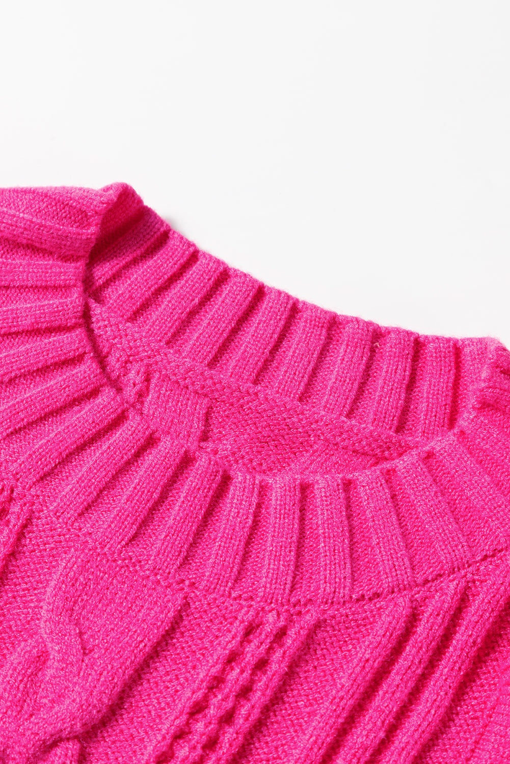 Textured Knit Ruffled Mock Neck Sweater Tank | Strawberry Pink