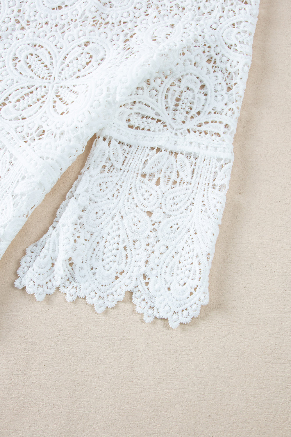 Bohemian Macrame Lace Crochet Half Sleeve Blouse | Oatmeal