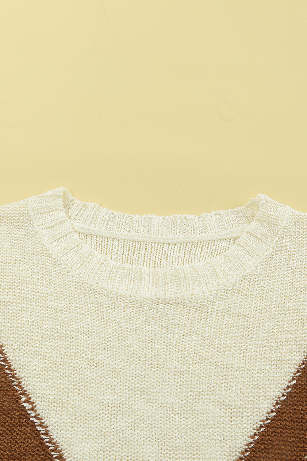 Chevron Striped Drop Shoulder Sweater | Beige