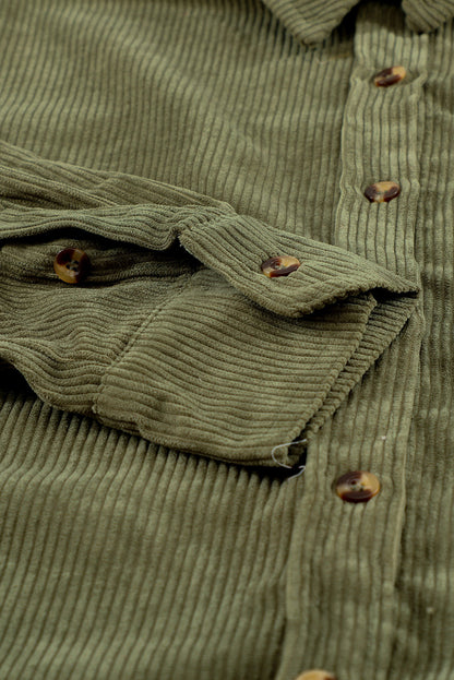 Corduroy Button Pocket Shirt | Green