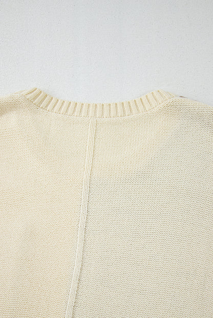 Plus Size Cable Knit Colour Block Drop Shoulder Sweater | Mist Green