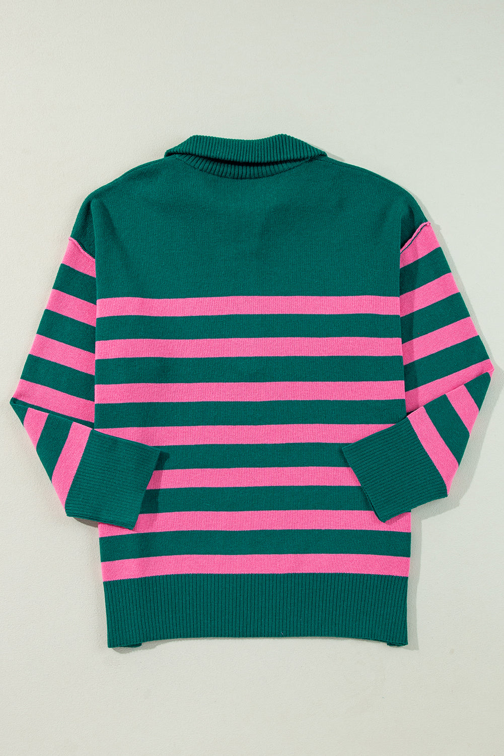 Collared Quarter Zipper Oversized Sweater | Green