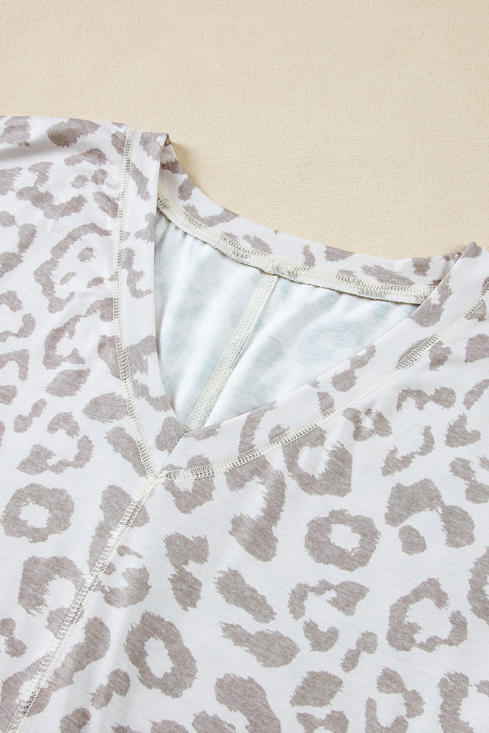 Leopard Print V Neck Plus Size T Shirt | Brown