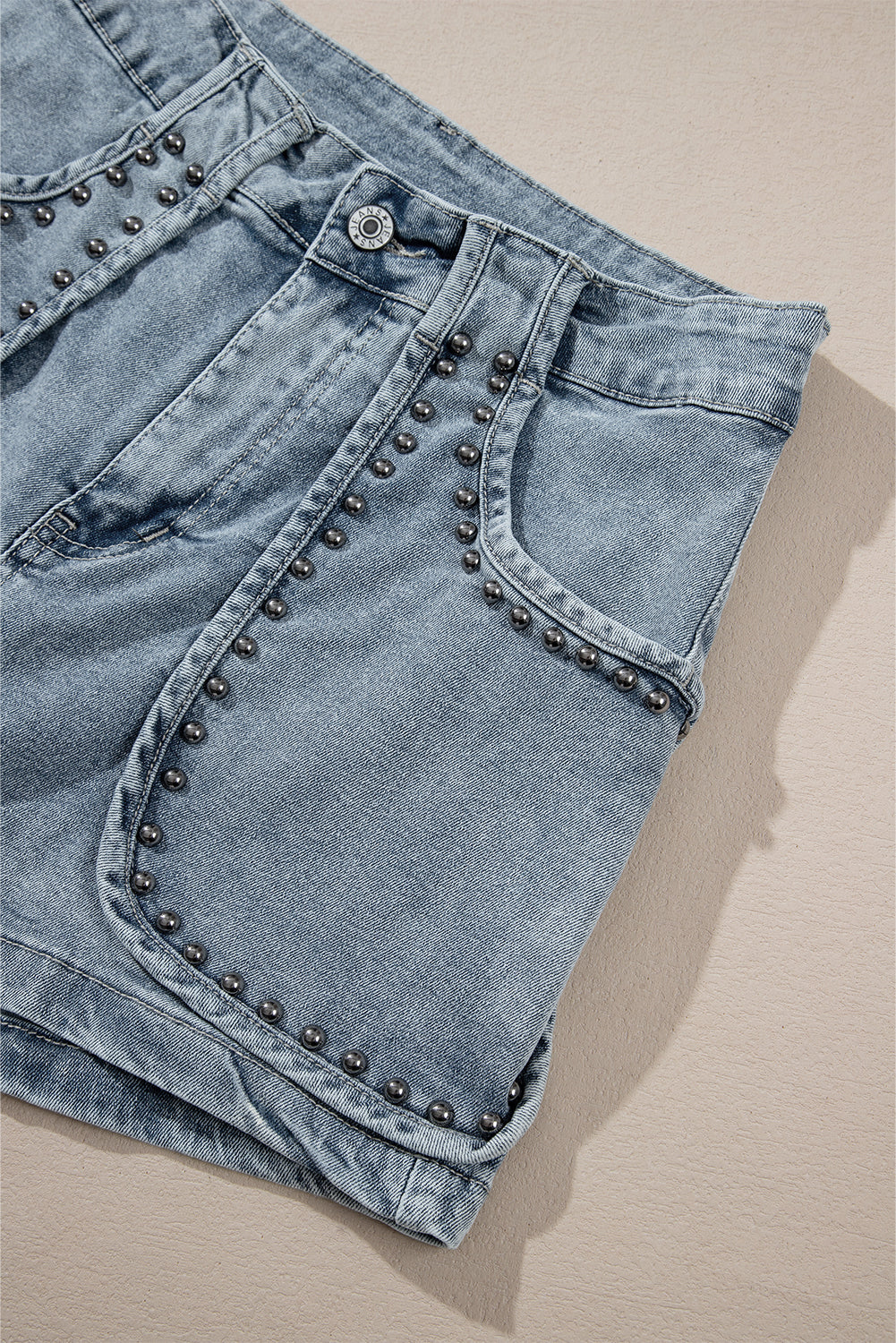 Studded Acid Wash Jean Shorts | Dusk Blue