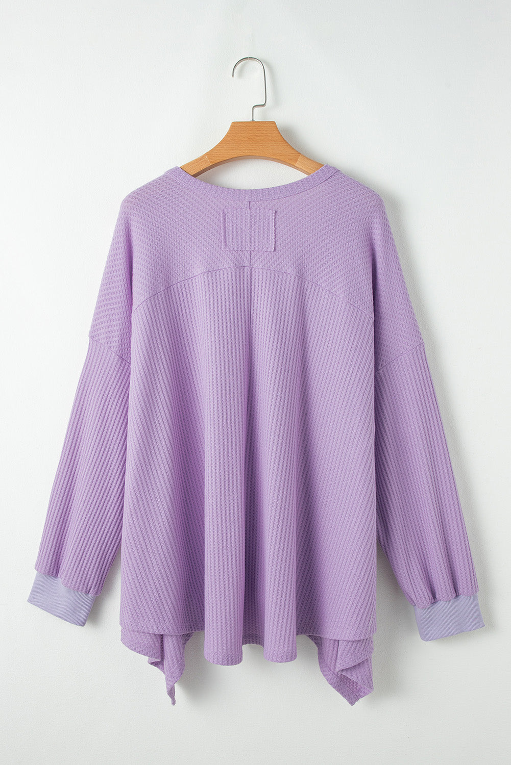 Plus Size Waffle Knit Exposed Seam Flowy Top | Orchid Petal