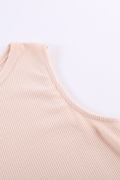 Crew Neck Waffle Tank Top | Apricot