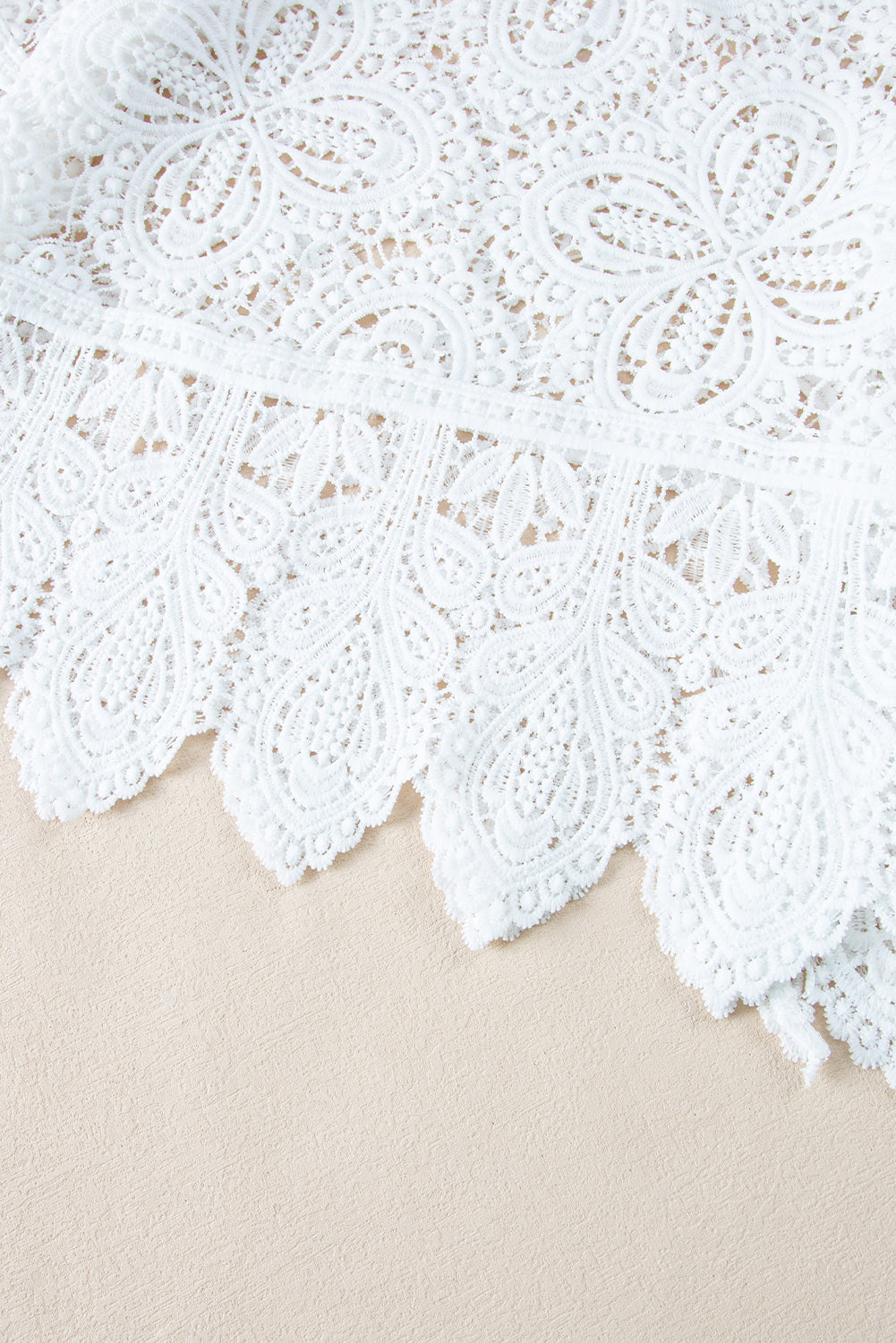 Bohemian Macrame Lace Crochet Half Sleeve Blouse | Oatmeal