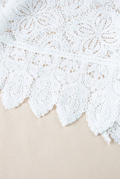 Bohemian Macrame Lace Crochet Half Sleeve Blouse | Oatmeal