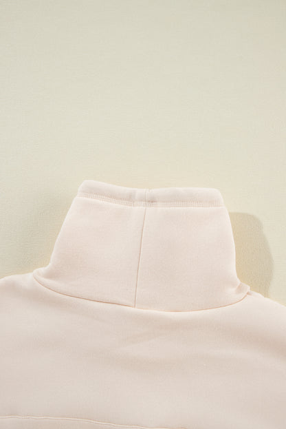 Drawstring Turtleneck Dolman Sleeve Sweatshirt | Apricot