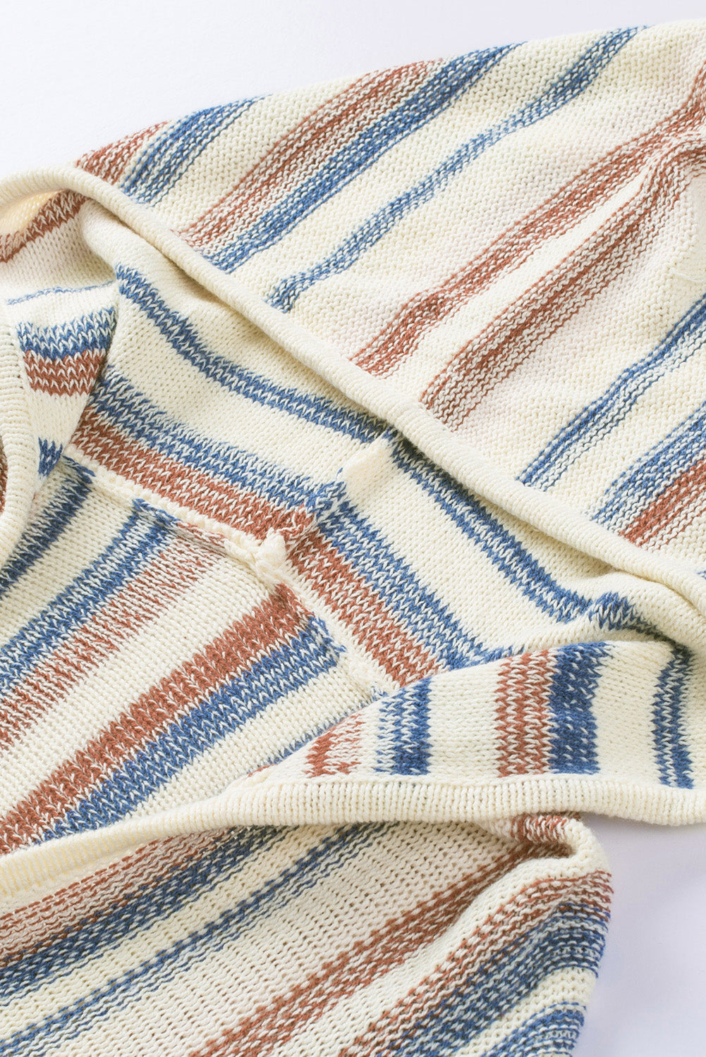 Striped Knit Kangaroo Pocket Hooded Sweater | Multicolour